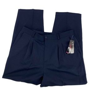 Briggs Pants Size 18 Short Women's Navy Blue Tapered Easy Care Stretch Pleated